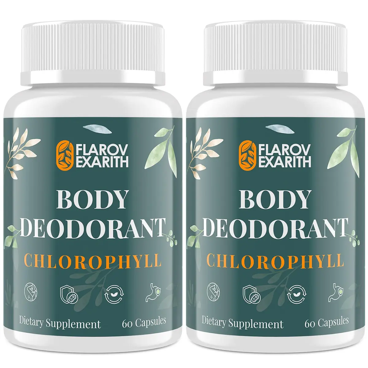 Flarovexarith Body Deodorizing Supplement – Chlorophyll Capsules for Body Odor, 120 Count | Natural Deodorizing Formula - main product image
