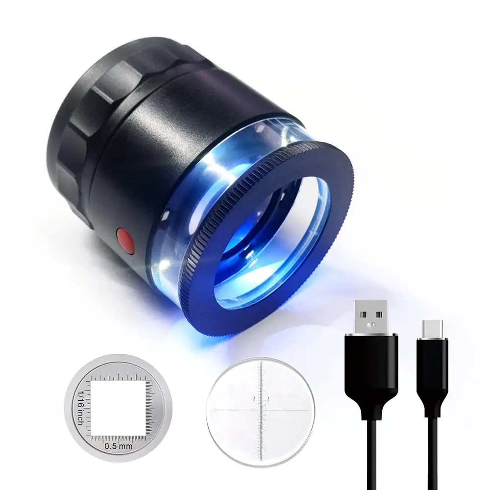 Koparneed 10x Jewelers Loupe Rechargeable with UV & LED Lights | Adjustable Focus for Gemstones & Jewelry Inspection - main product image
