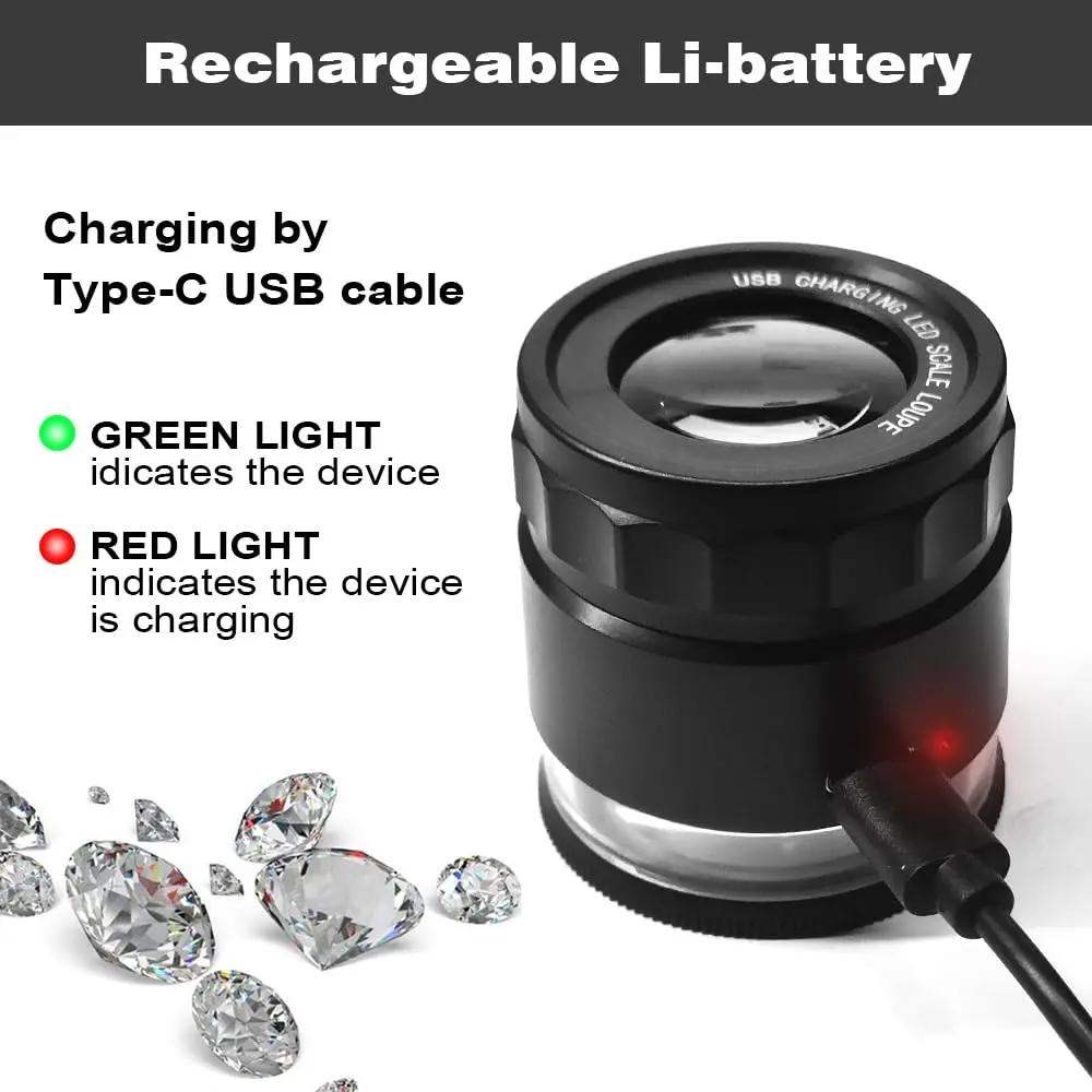 Koparneed 10x Jewelers Loupe Rechargeable with UV & LED Lights | Adjustable Focus for Gemstones & Jewelry Inspection - view 6