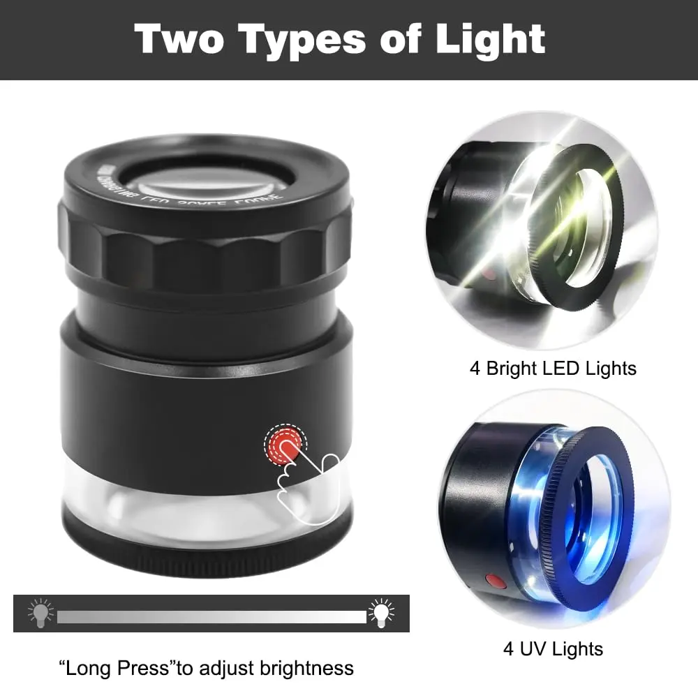 Koparneed 10x Jewelers Loupe Rechargeable with UV & LED Lights | Adjustable Focus for Gemstones & Jewelry Inspection - view 4