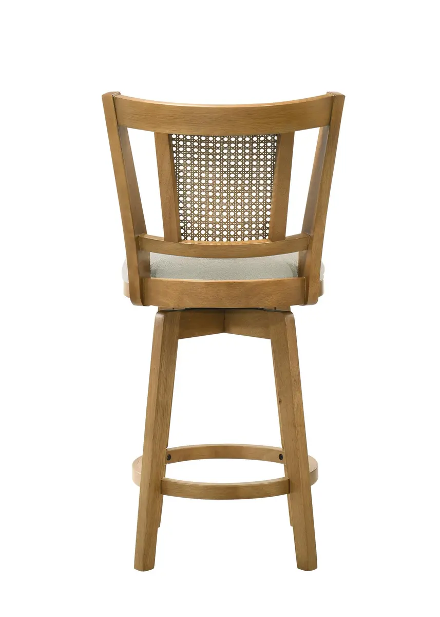Armen Living Isla 30 in. Amber Glow Rubberwood Swivel Barstool with Ivory Fabric Seat | Elegant, Durable & Comfortable (70-120c) - view 8