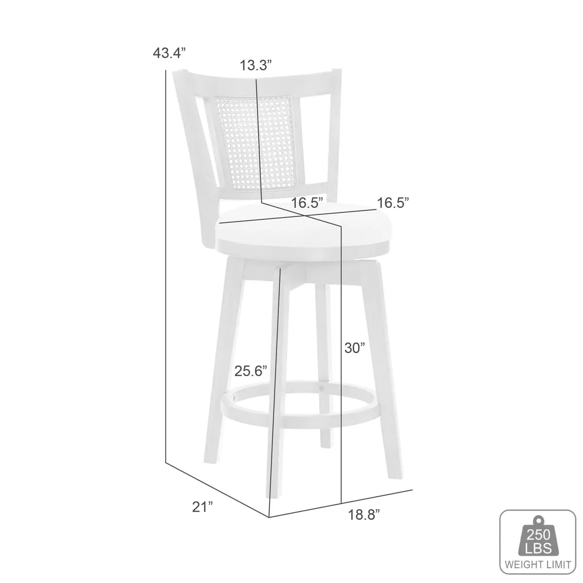 Armen Living Isla 30 in. Amber Glow Rubberwood Swivel Barstool with Ivory Fabric Seat | Elegant, Durable & Comfortable (70-120c) - view 3