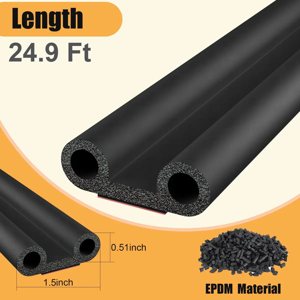 Nayotaa Tonneau Cover Seal Strip - 24.9Ft Truck Tailgate Seal Kit | Rubber Weather Stripping for Pickup Trucks & Camper Shells - view 8