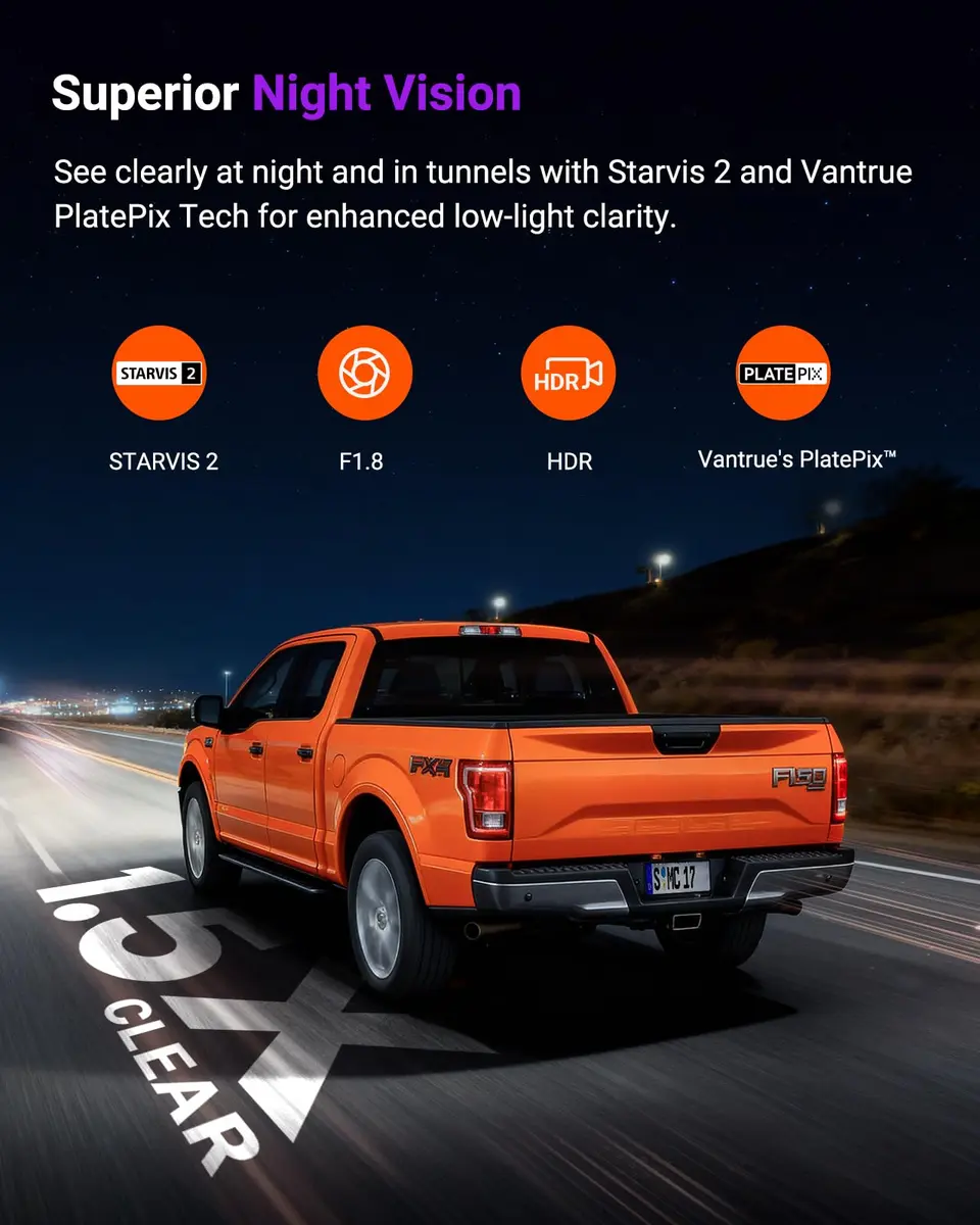 VANTRUE S1 Pro 2.7K STARVIS 2 Mini Dash Cam Front, ADAS AI Car Camera | 158° Wide, Night Vision, GPS, Wi-Fi - view 8
