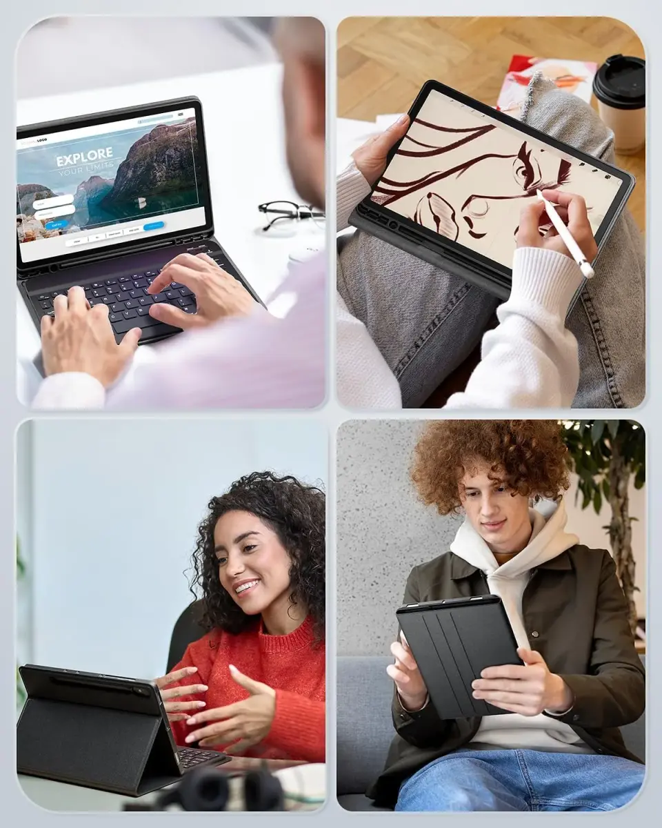 TUNKARMOR Keyboard Case with Mouse for Samsung Galaxy Tab S10 Lite/S10 FE/S9 FE/S9/S8/S7 10.9"/11" | Detachable Keyboard & Pencil Holder - view 8