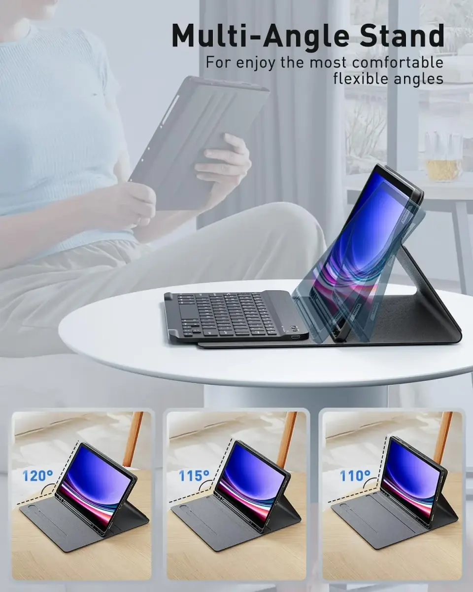 TUNKARMOR Keyboard Case with Mouse for Samsung Galaxy Tab S10 Lite/S10 FE/S9 FE/S9/S8/S7 10.9"/11" | Detachable Keyboard & Pencil Holder - view 3