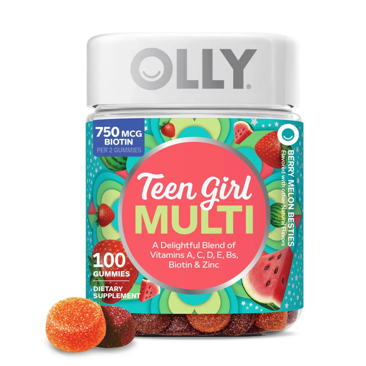 OLLY Teen Girl Multi Gummy Vitamins 100 Count | Supports Healthy Skin and Immune System - main product image