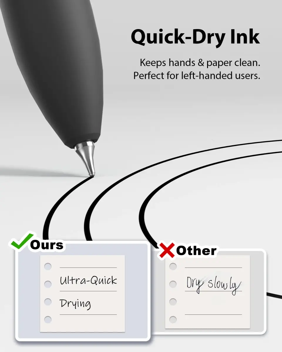 Hiacry 8 Pack Gel Pens | 0.7mm Fine Point Black Ink | Smooth Writing & Quick-Dry - view 5