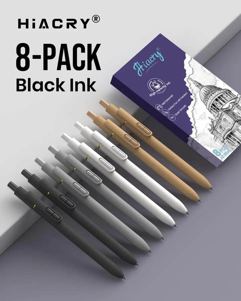 Hiacry 8 Pack Gel Pens | 0.7mm Fine Point Black Ink | Smooth Writing & Quick-Dry - view 8
