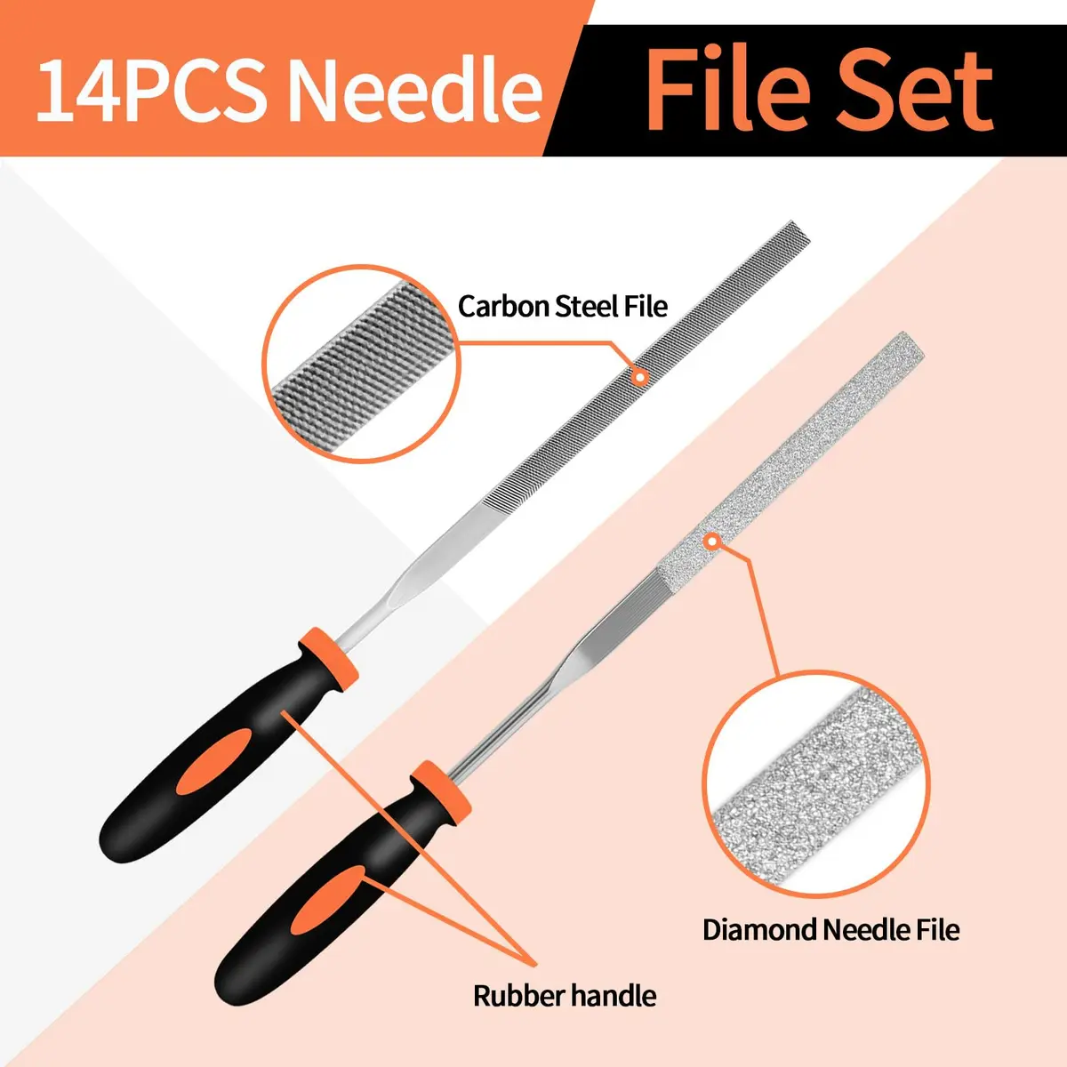 KUZURYU Needle File Set - 14PCS Small Diamond & Steel Files for Jewelry, Wood & Metal Crafting | Durable & Portable (150mm) - view 5