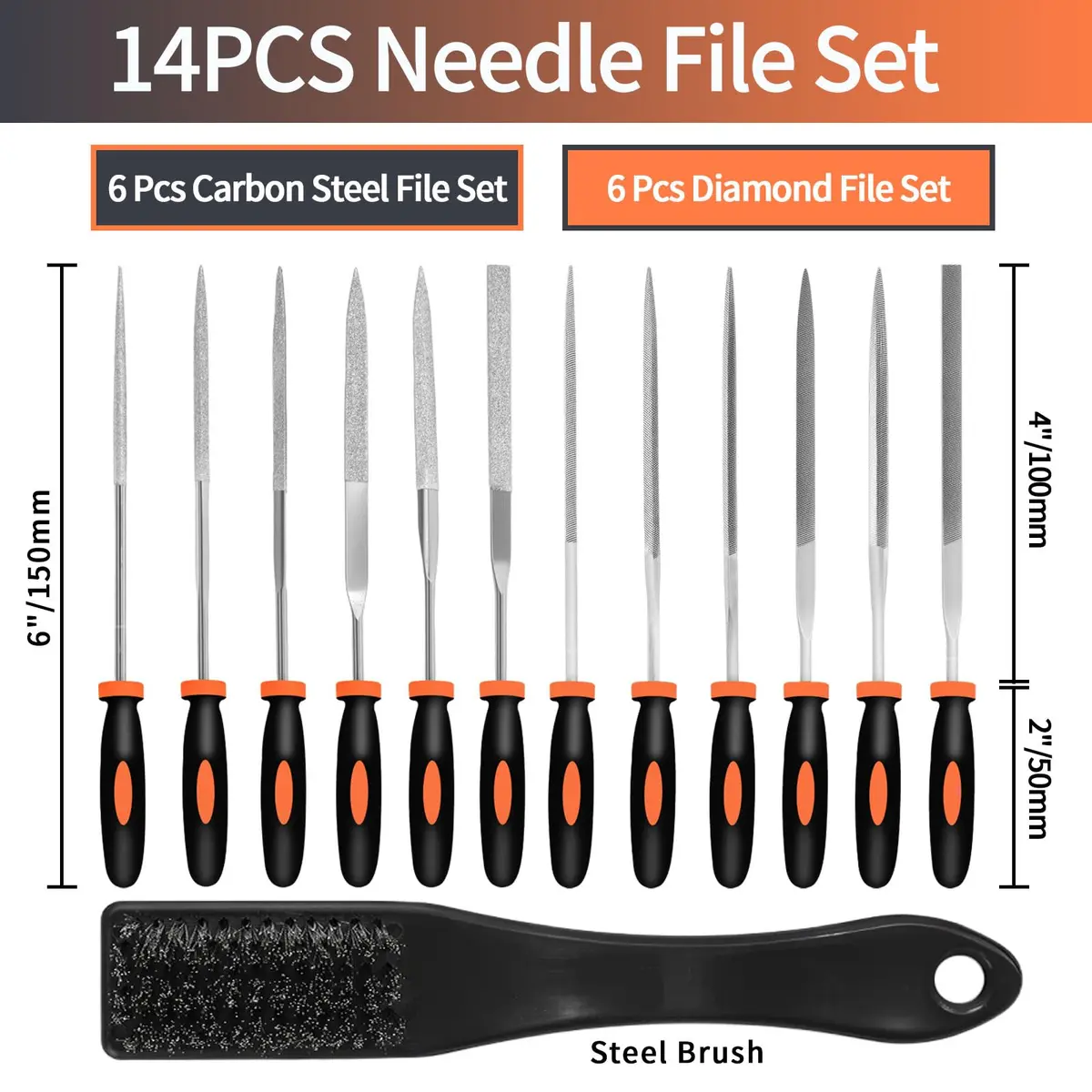 KUZURYU Needle File Set - 14PCS Small Diamond & Steel Files for Jewelry, Wood & Metal Crafting | Durable & Portable (150mm) - view 3