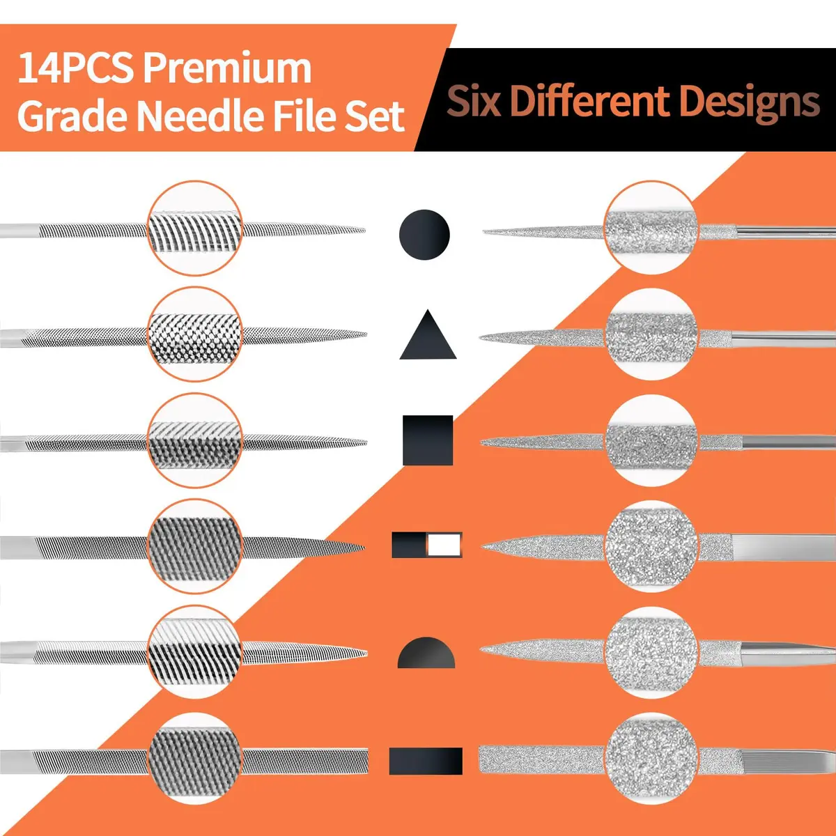 KUZURYU Needle File Set - 14PCS Small Diamond & Steel Files for Jewelry, Wood & Metal Crafting | Durable & Portable (150mm) - view 4
