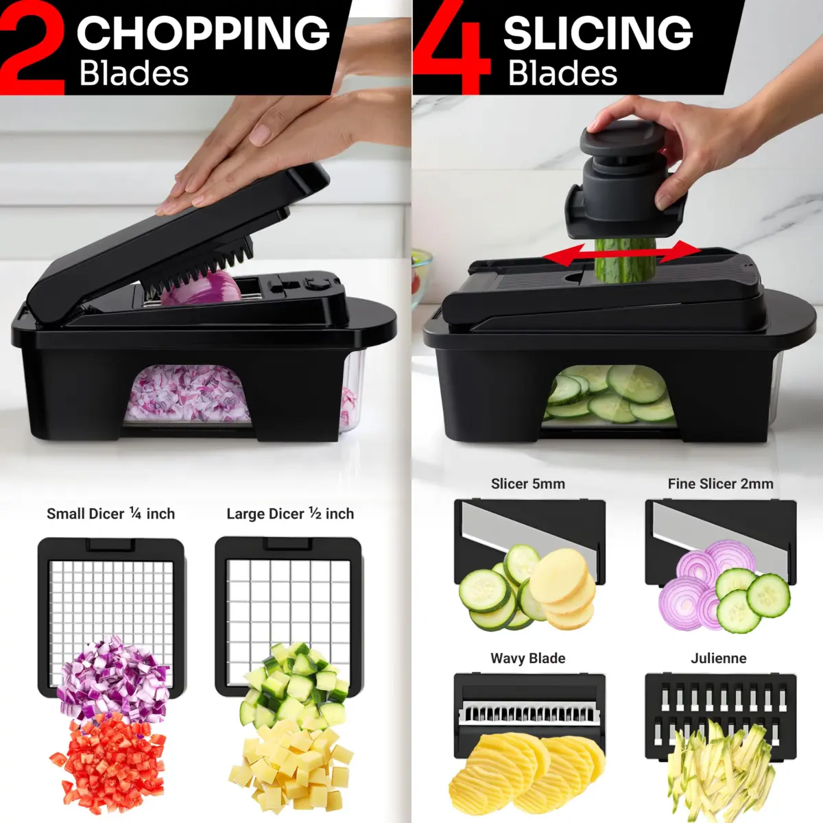 JANSKA Ultimate 12 Blade Vegetable Chopper & Mandoline Slicer 1.32 kg (2.9 lb) | Multi-Functional Kitchen Tool - view 4