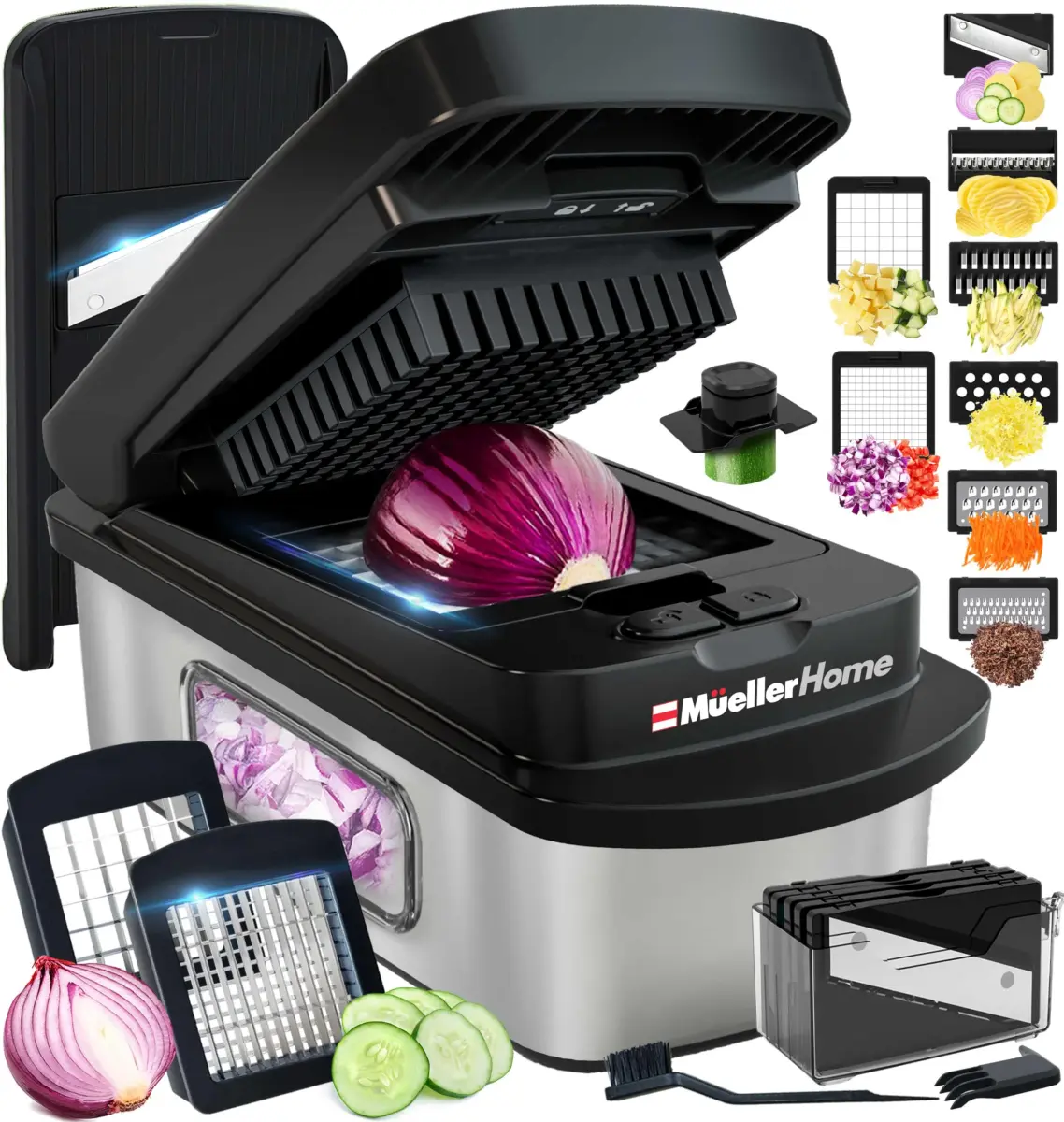 JANSKA Pro-Series 10-in-1 Stainless Steel Multi Vegetable Chopper & Mandoline Slicer | 1.13 kg (2.5 lb) Stainless Steel/Black - main product image