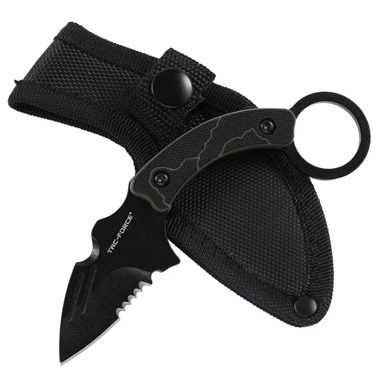 Tac-Force Fixed Blade Knife, 5.5 Inches Overall, G10 Handle with Finger Ring, Black Nylon Sheath for Hunting, Camping, Outdoor - main product image