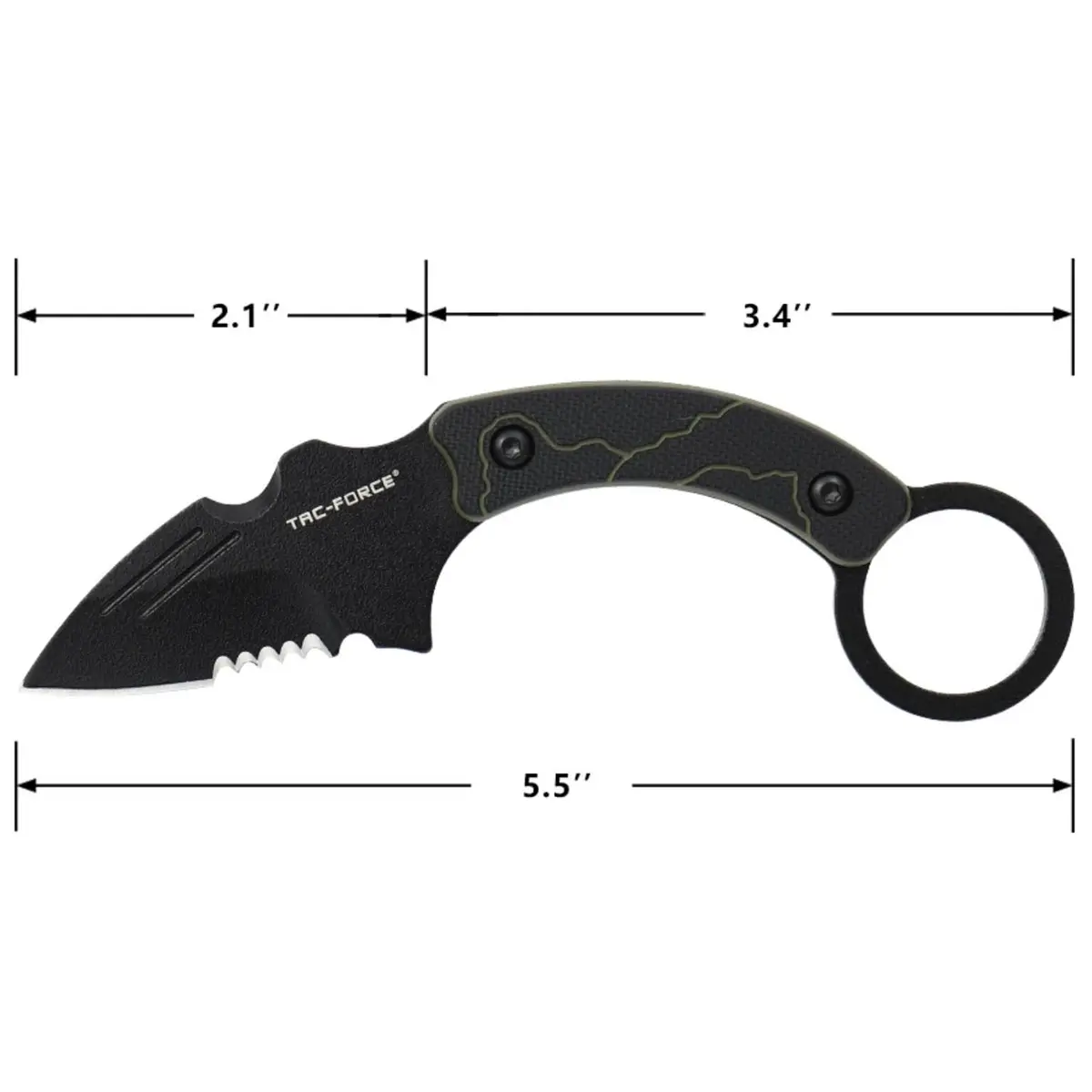 Tac-Force Fixed Blade Knife, 5.5 Inches Overall, G10 Handle with Finger Ring, Black Nylon Sheath for Hunting, Camping, Outdoor - view 2