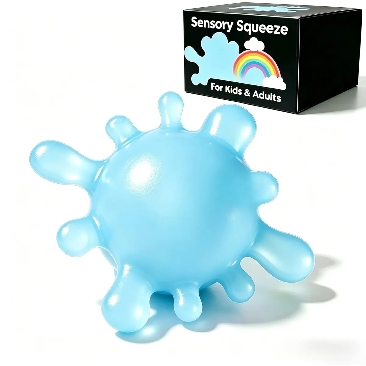 Drephere Splat-Tastic Squishy Stress Ball Toy | Textured Sensory Cube for Kids & Adults, Blue, 8.7cm (3.15"x3.15"x1.57") - main product image