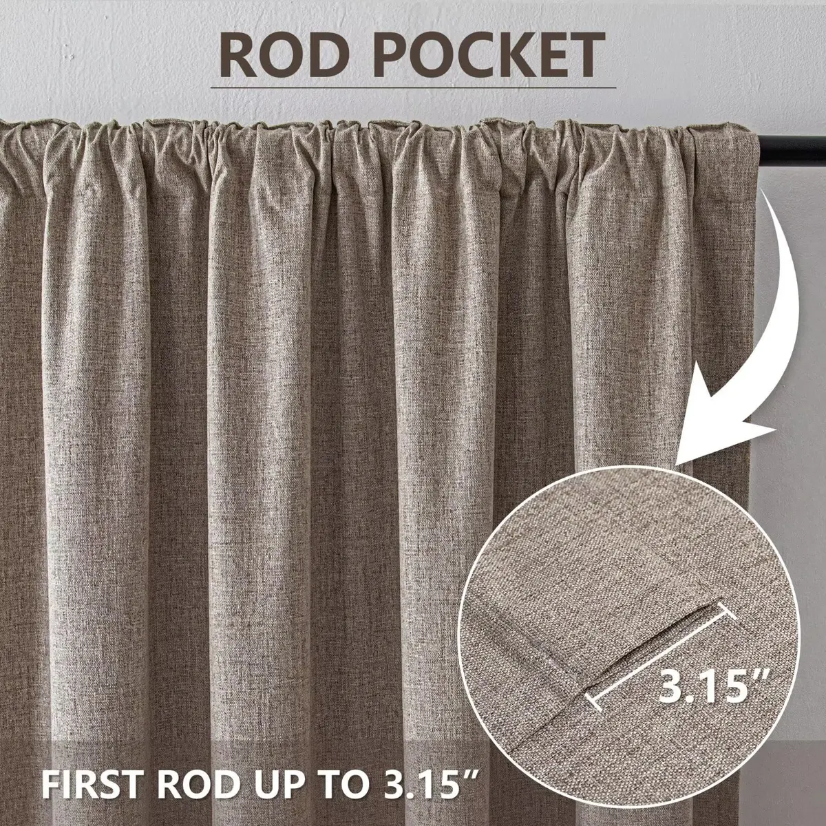 Zyvola 100% Blackout Curtains 52"W x 108"L | Thermal Insulated Room Darkening (70-120 chars) - view 3
