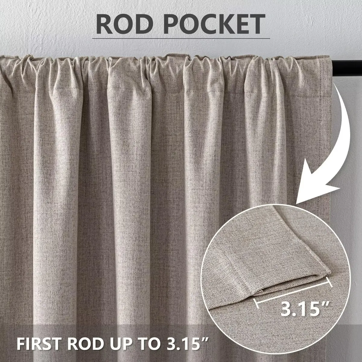 Zyvola 100% Blackout Curtains 52"W x 90"L | Thermal Insulated Room Darkening (120 chars) - view 3