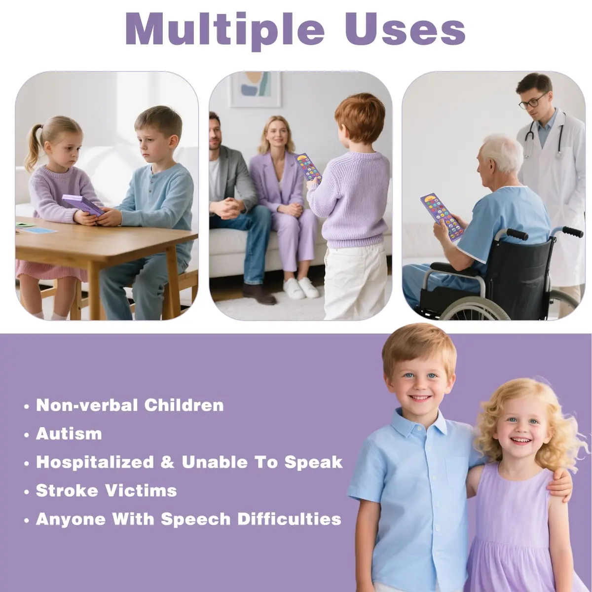 Joyreal AAC Device for Autism, Speech Therapy & Stroke Rehab Talking Aid with 23 Buttons & Adjustable Volume, Purple - view 8