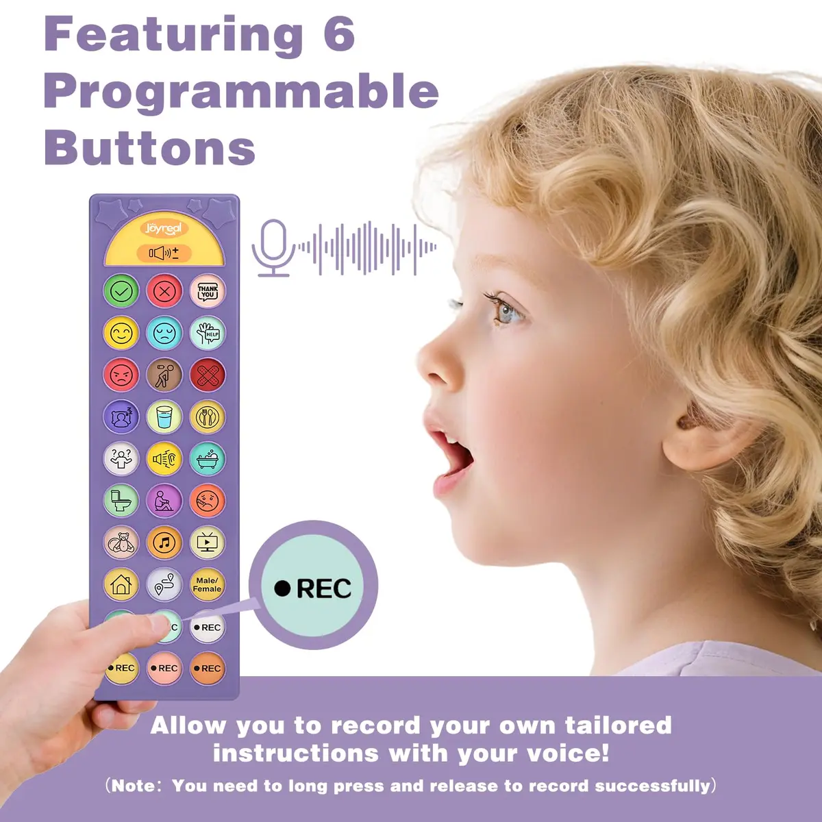 Joyreal AAC Device for Autism, Speech Therapy & Stroke Rehab Talking Aid with 23 Buttons & Adjustable Volume, Purple - view 3