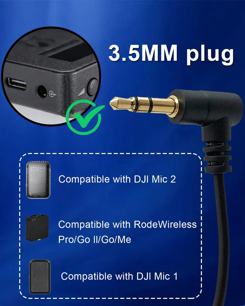 NewTH Omnidirectional Lavalier Lapel Microphone for DJI Mic 2 & Rode Wireless GO 2/II Transmitters - 1.5m (4.9ft) TRS Cable - view 2