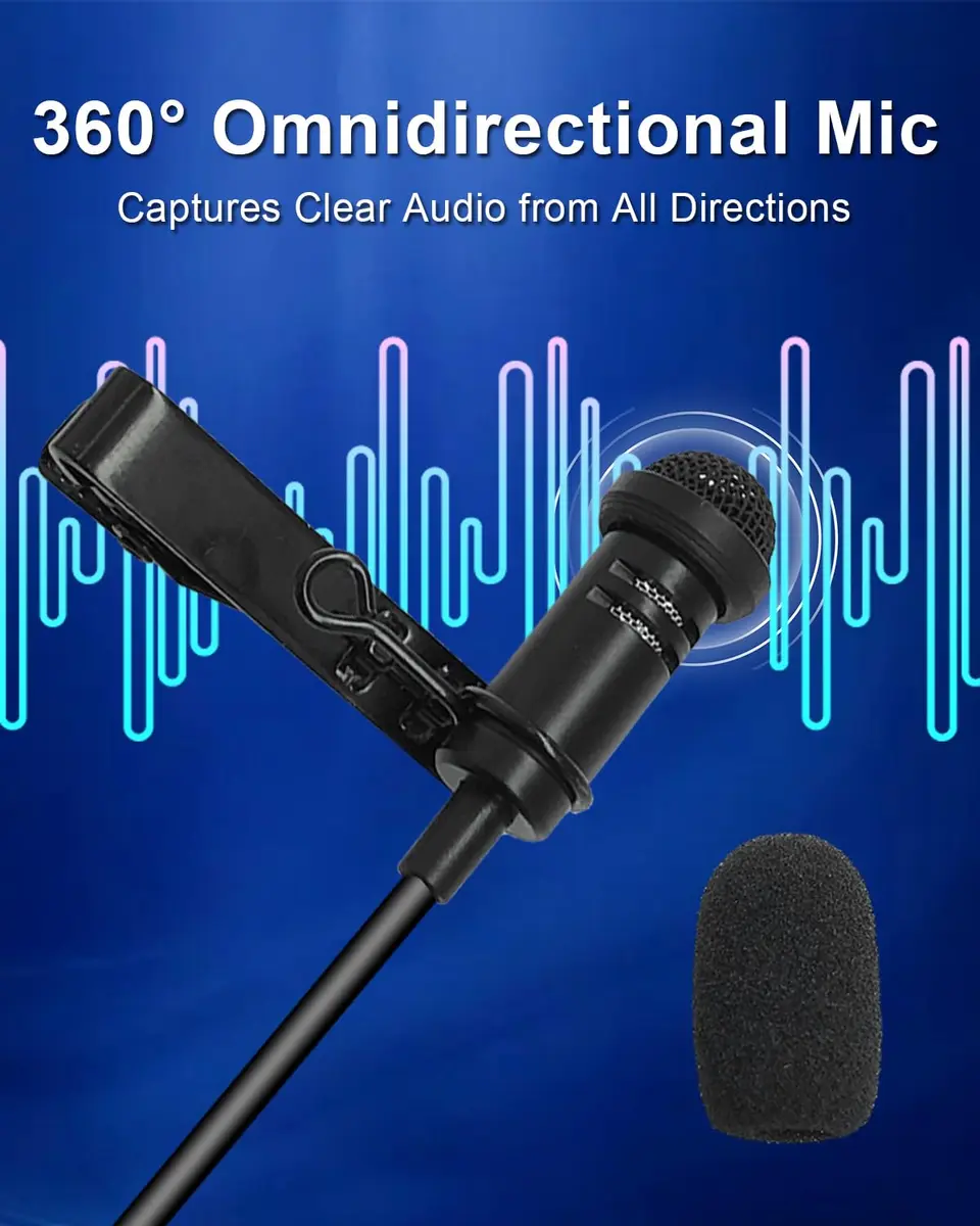 NewTH Omnidirectional Lavalier Lapel Microphone for DJI Mic 2 & Rode Wireless GO 2/II Transmitters - 1.5m (4.9ft) TRS Cable - view 3