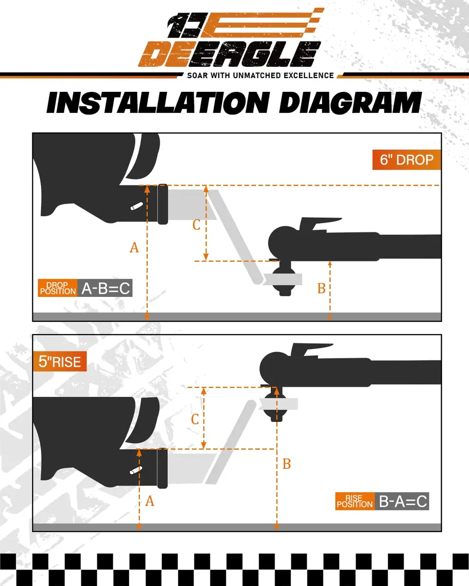 DEEAGLE 2 inch Ball Hitch with Pin, 7500lbs GTW 750lbs TW, 6 inch Drop, 4.5 inch Rise | Heavy Duty Steel Trailer Hitch Mount - view 4