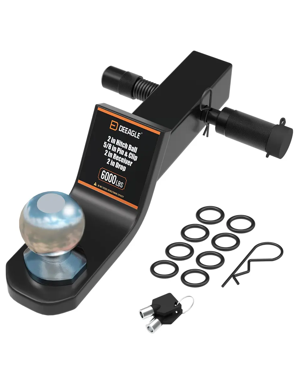 DEEAGLE 2 in Ball Hitch Heavy Duty Steel Receiver Hitch | 2" Drop & 6000 lbs Capacity - main product image