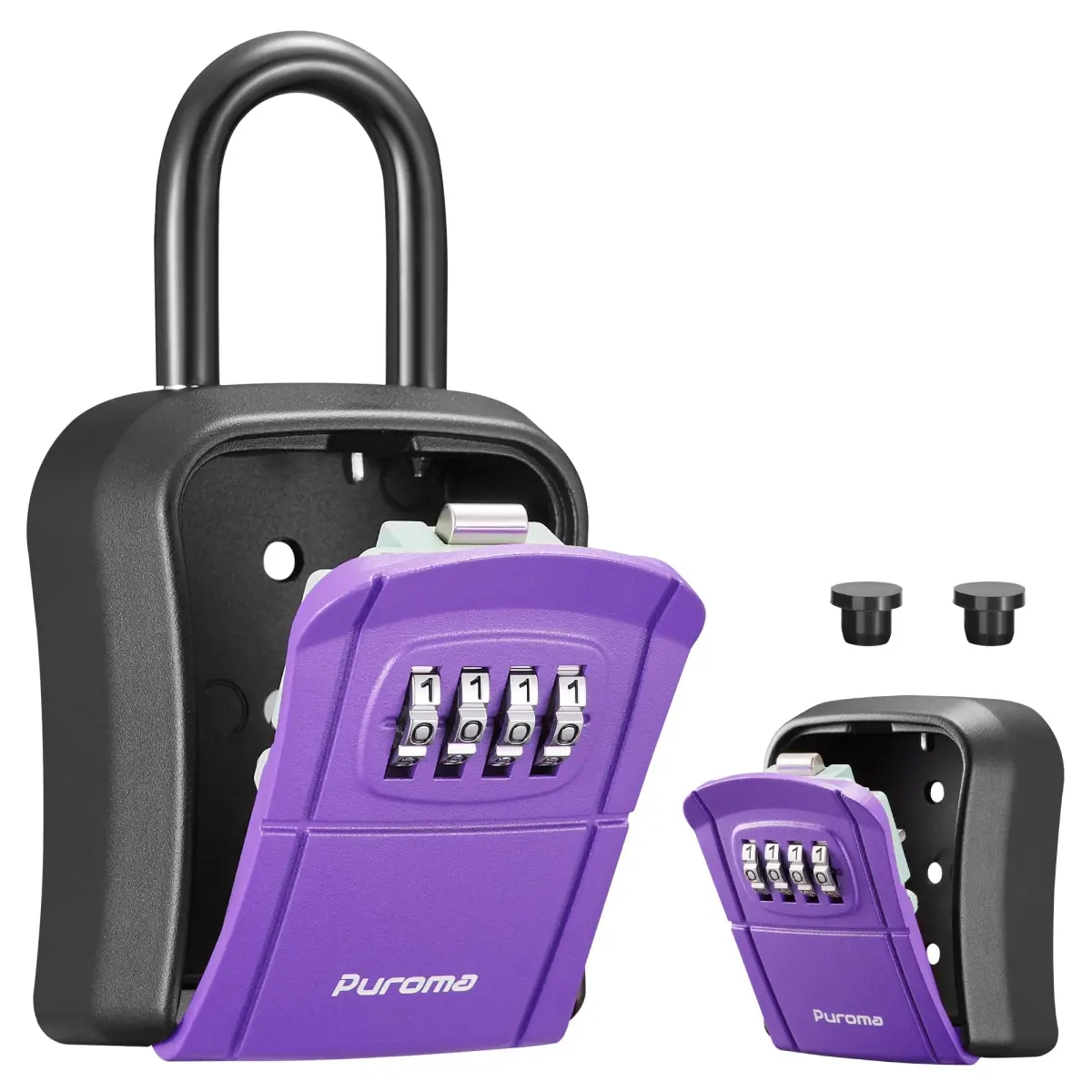 Puroma Outdoor Key Lock Box Purple 14.6cm (5.75 inch) | Resettable 4-Digit Combination Lockbox for Home Wall Mount - main product image