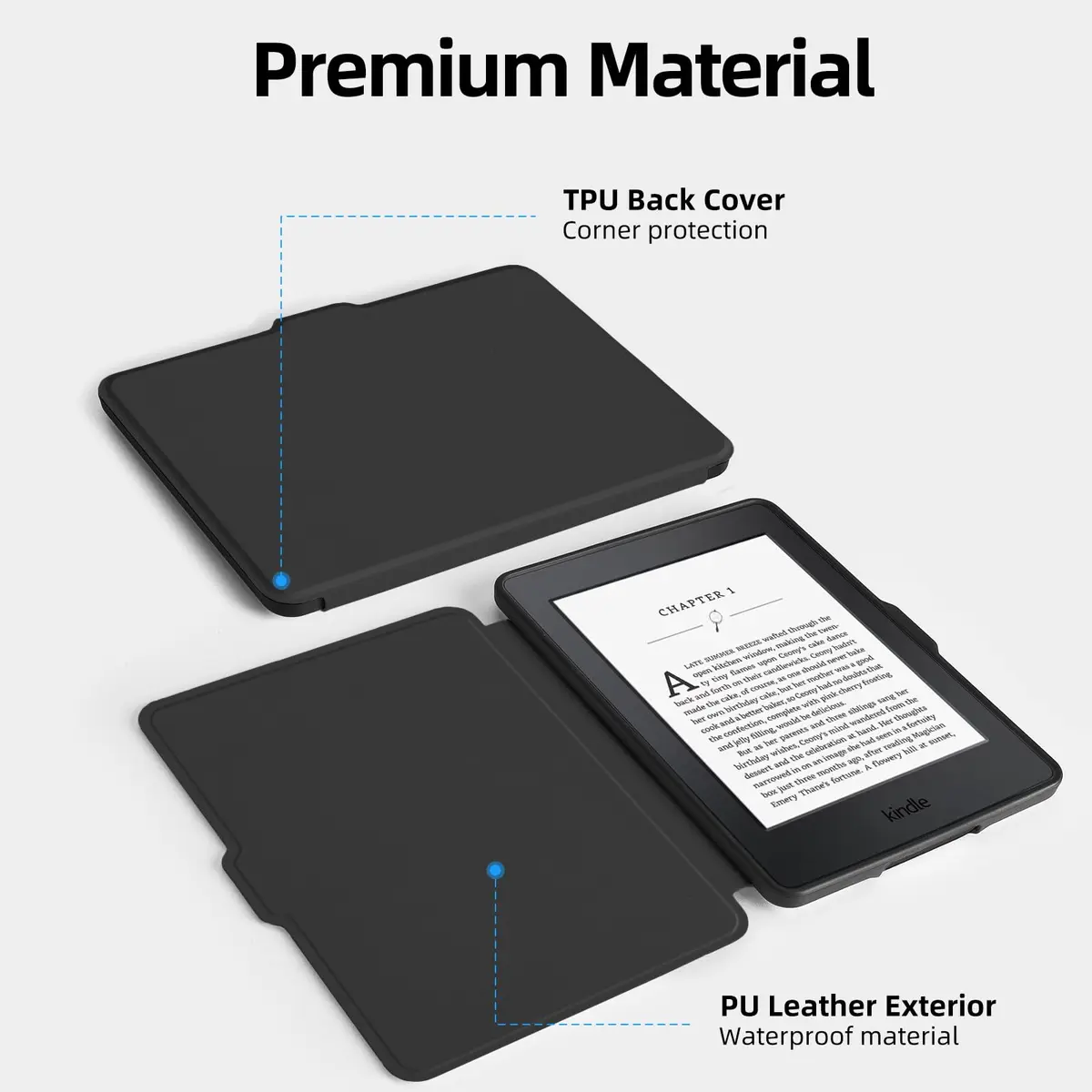 MOROCK Case for 6" Kindle Paperwhite 2012-2017 | Slim Lightweight PU Leather Auto Wake/Sleep Cover - view 3