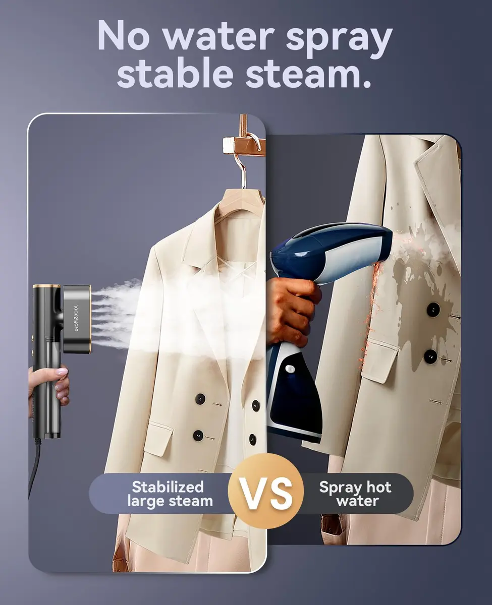 Jack & Rose Travel Steamer for Clothes 100-220V | Portable Iron & Steamer 2-in-1, Large Ceramic Panel, Global & Europe - view 6