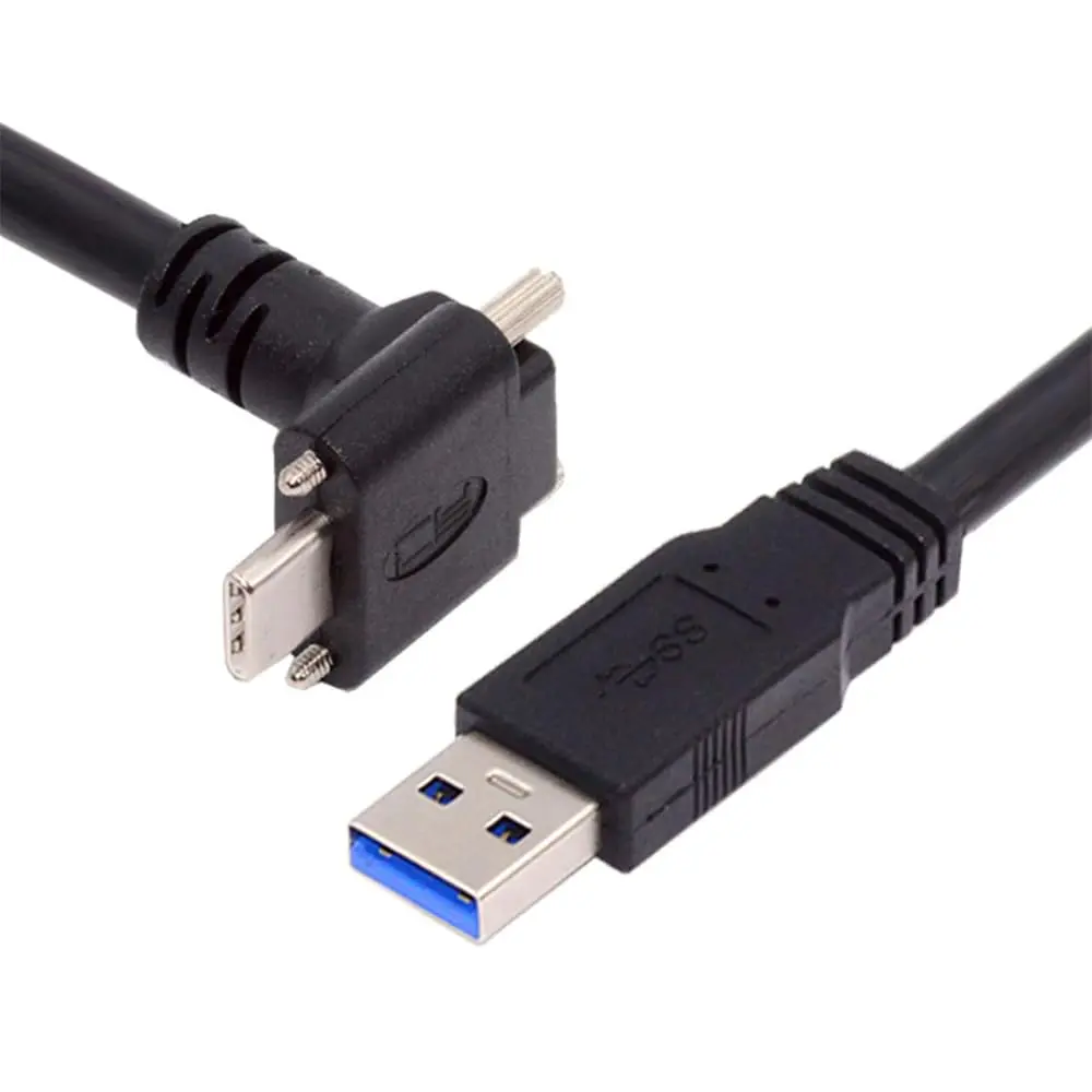 JSER USB 3.1 Type-C Dual Screw Locking Data Cable 2.0M | Secure Angled Connection for Camera - main product image