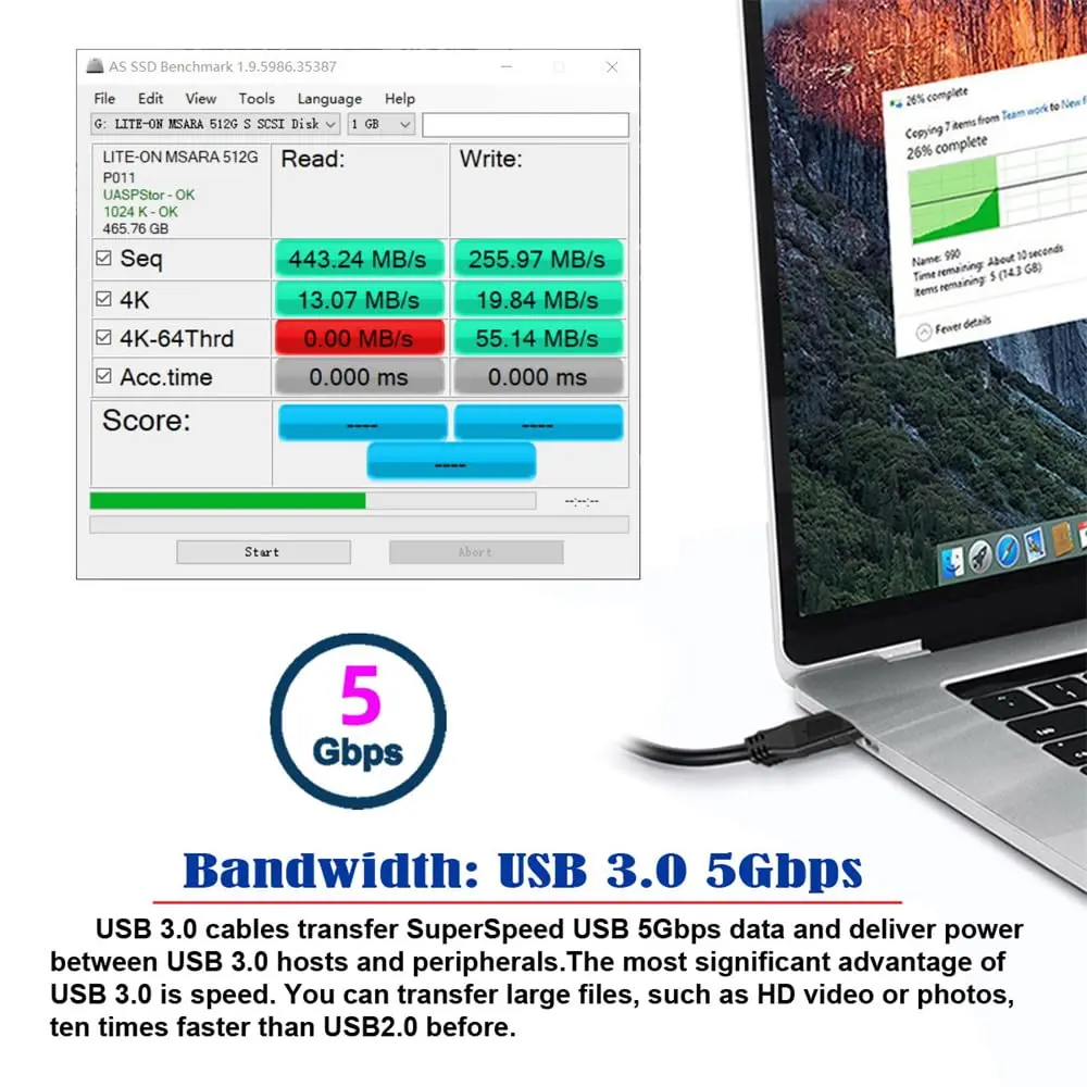 JSER USB 3.1 Type-C Dual Screw Locking Data Cable 2.0M | Secure Angled Connection for Camera - view 6