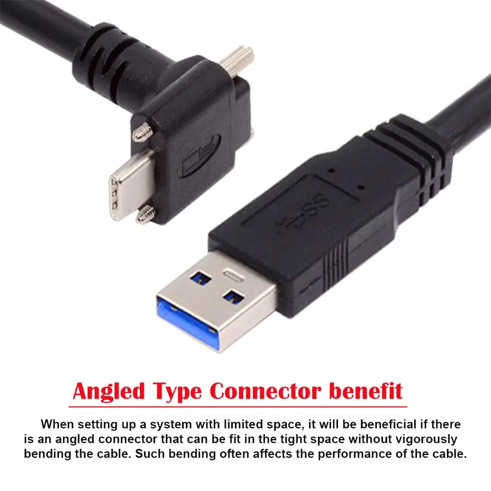 JSER USB 3.1 Type-C Dual Screw Locking Data Cable 2.0M | Secure Angled Connection for Camera - view 8