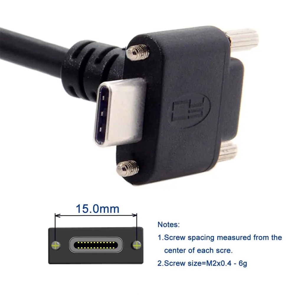 JSER USB 3.1 Type-C Dual Screw Locking Data Cable 2.0M | Secure Angled Connection for Camera - view 3
