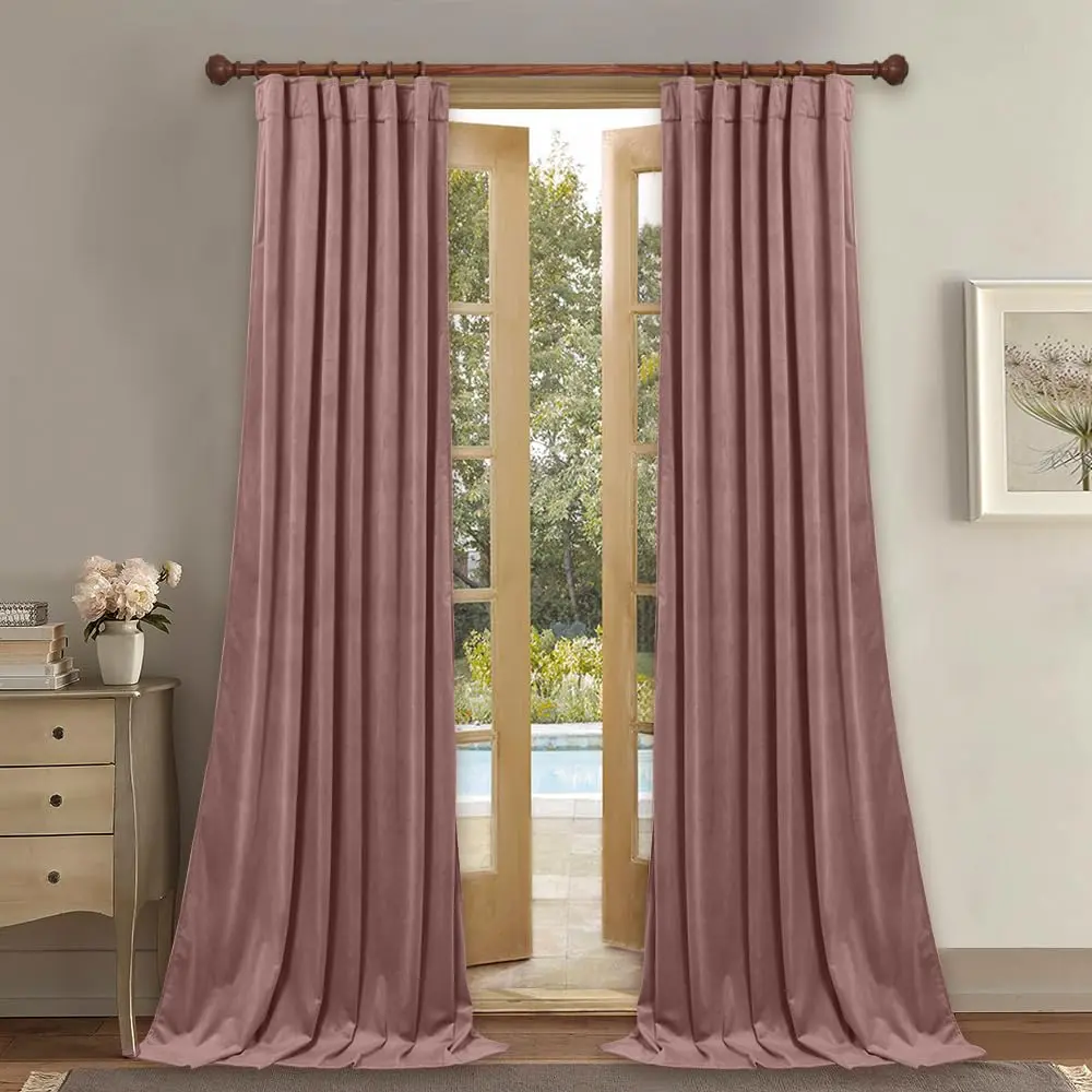StangH Wild Rose Pink Velvet Curtains Nursery Privacy | Room Darkening, Energy Saving, Elegant - main product image