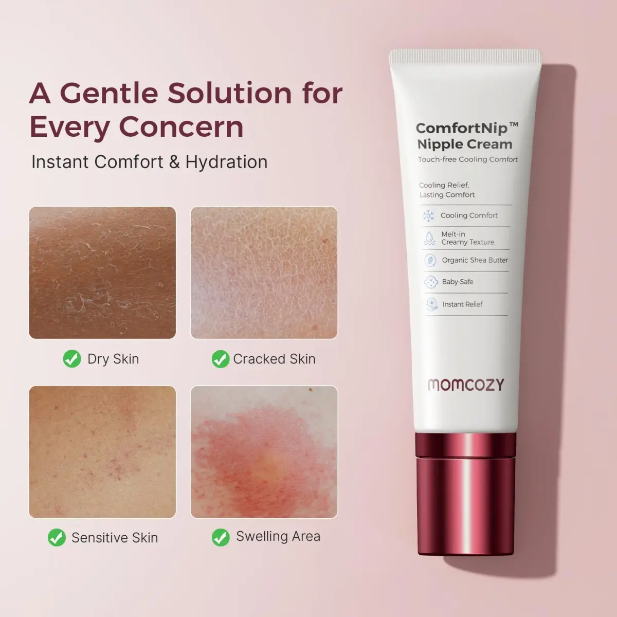 Momcozy Cooling Nipple Cream with Ceramic Applicator, Safe for Breastfeeding, 1.76oz | Plant-Based Relief for Cracked Nipples - view 6