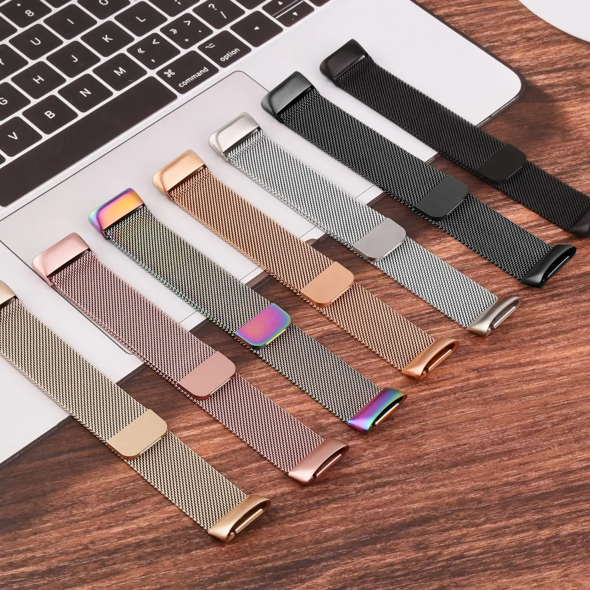 Meliya Stainless Steel Watch Band for Fitbit Charge 6 | Adjustable Magnetic Mesh Strap (Silver) - view 7