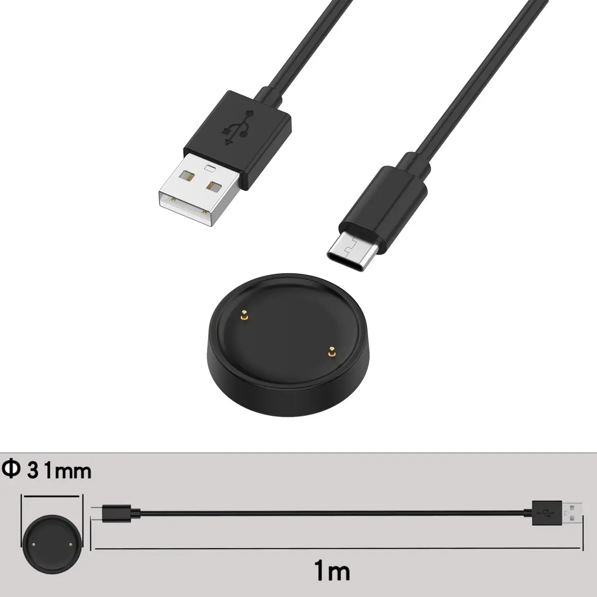 Xininyia 2-Pack Magnetic Smartwatch Charger Cable for Amazfit Bip 6/Active 2 Square, 100cm | Fast Charging Dock - view 6
