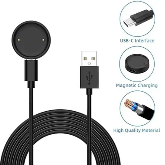 Xininyia 2-Pack Magnetic Smartwatch Charger Cable for Amazfit Bip 6/Active 2 Square, 100cm | Fast Charging Dock - view 3