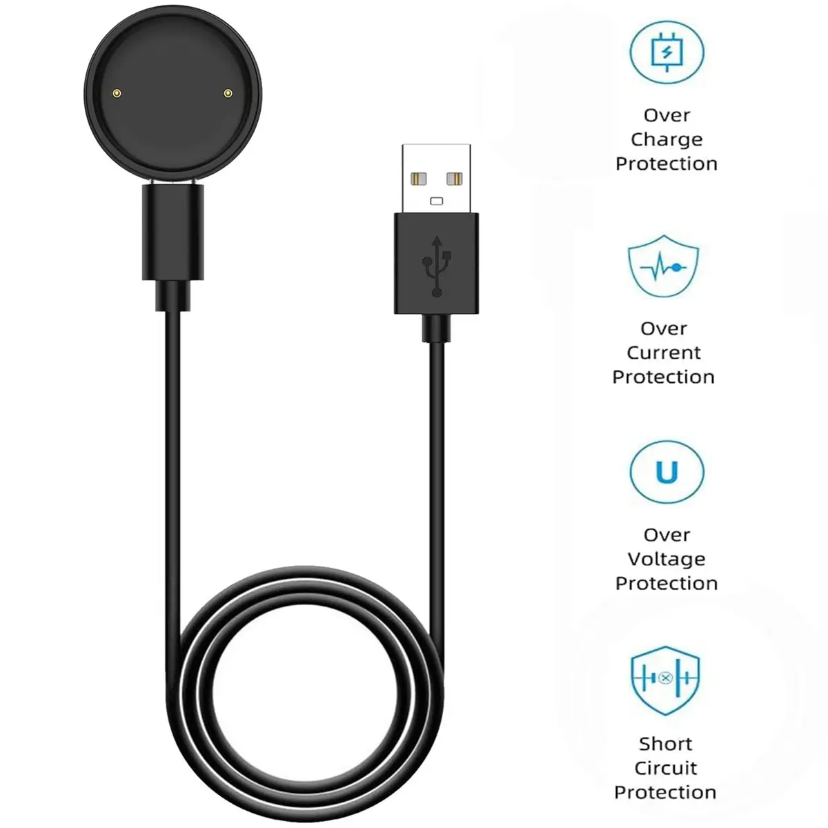 Xininyia 2-Pack Magnetic Smartwatch Charger Cable for Amazfit Bip 6/Active 2 Square, 100cm | Fast Charging Dock - view 4