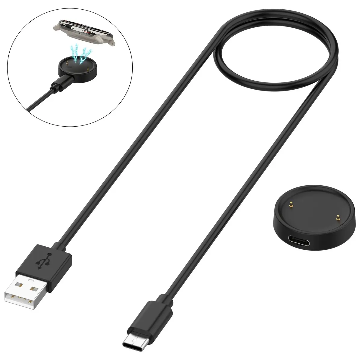Xininyia 2-Pack Magnetic Smartwatch Charger Cable for Amazfit Bip 6/Active 2 Square, 100cm | Fast Charging Dock - view 5