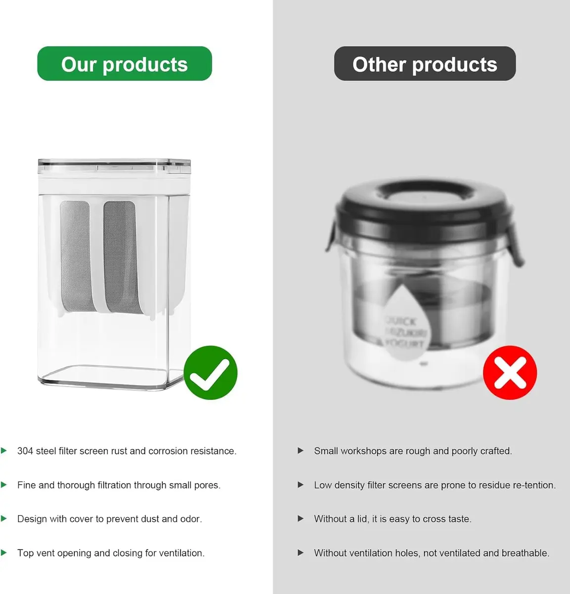 HOXXU Greek Yogurt Strainer 1800ml (1.9L) Fine Mesh Stainless Steel & BPA-Free Plastic with Lid | Homemade Greek Yogurt Maker - view 11
