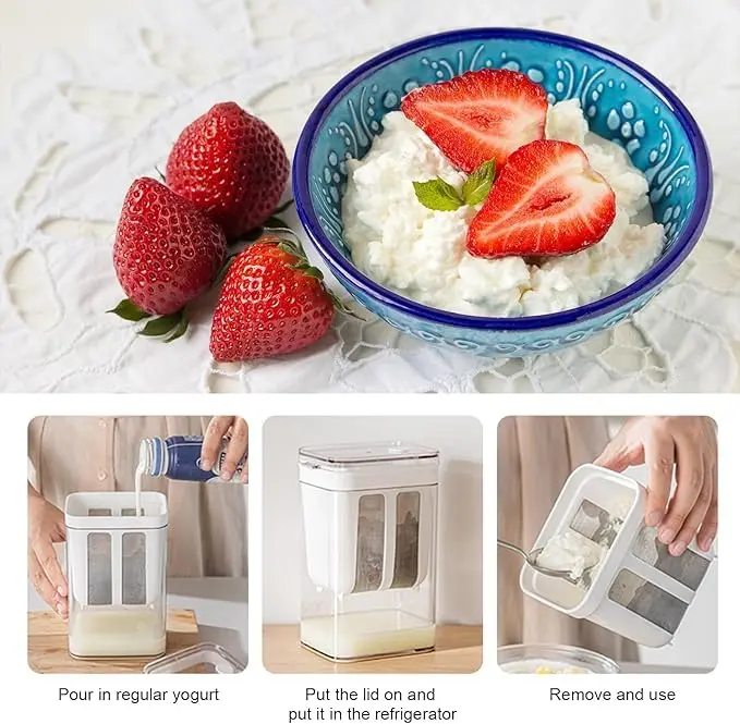 HOXXU Greek Yogurt Strainer 1800ml (1.9L) Fine Mesh Stainless Steel & BPA-Free Plastic with Lid | Homemade Greek Yogurt Maker - view 10