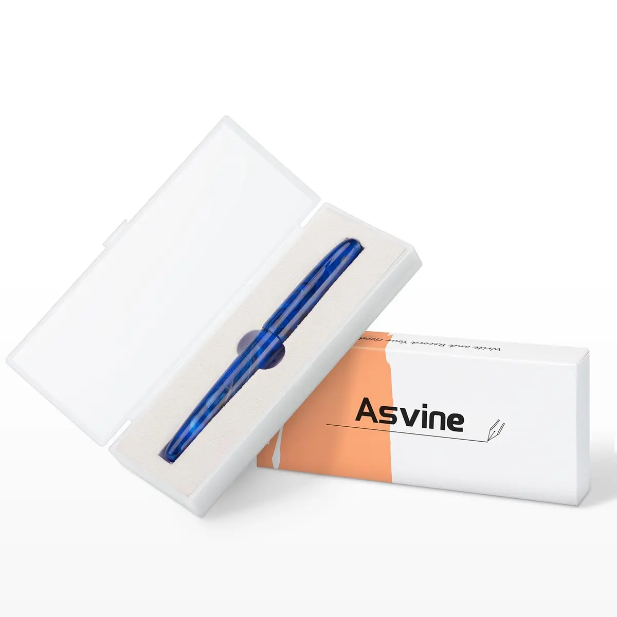 Asvine C80 Fountain Pen #8 Medium Nib Resin Collection Set with Converter (Cobalt Blue) | Handcrafted Writing Instrument - view 6