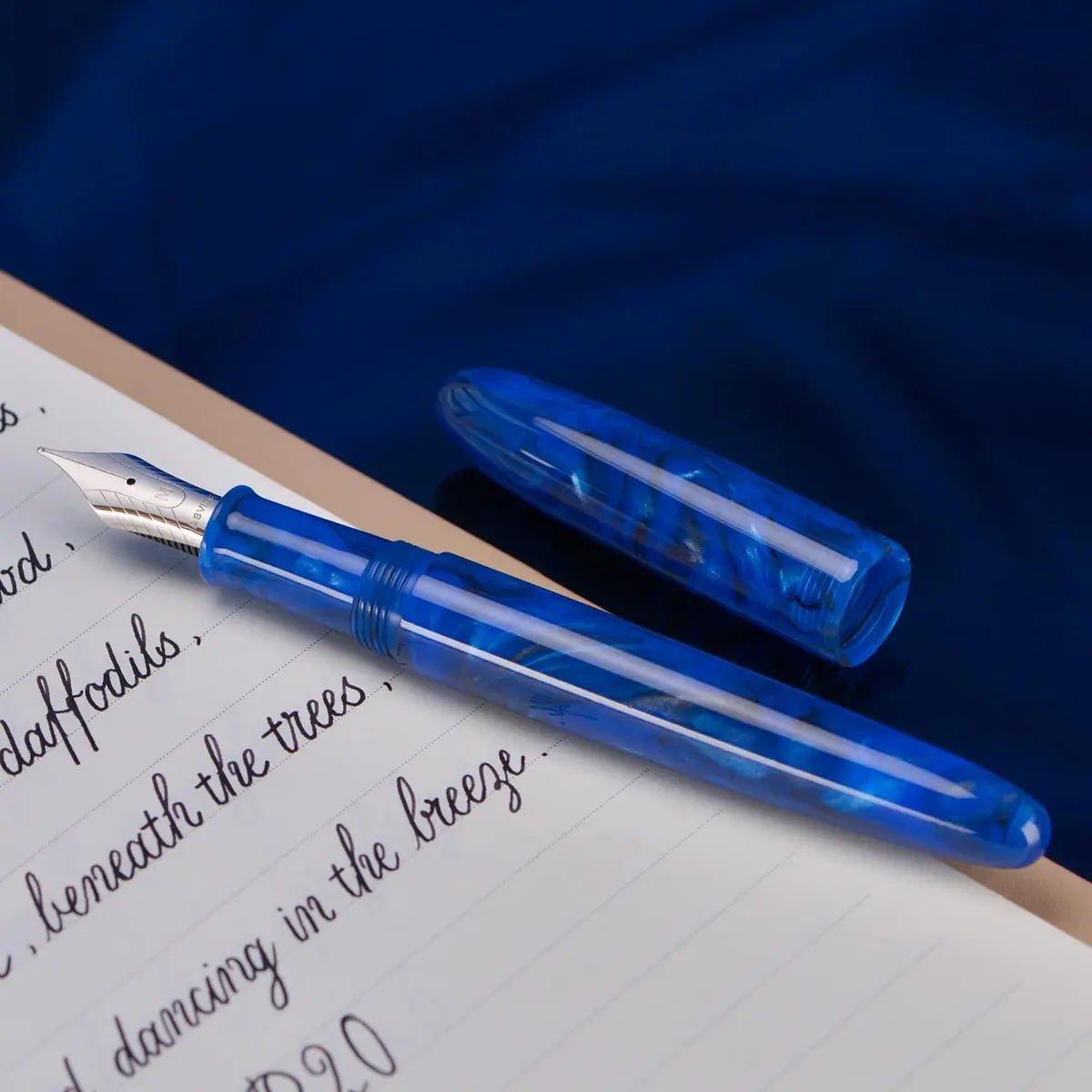 Asvine C80 Fountain Pen #8 Medium Nib Resin Collection Set with Converter (Cobalt Blue) | Handcrafted Writing Instrument - view 7