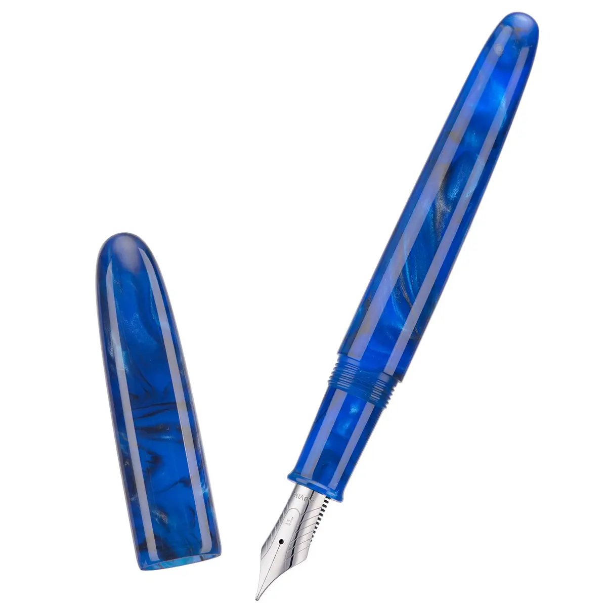 Asvine C80 Fountain Pen #8 Medium Nib Resin Collection Set with Converter (Cobalt Blue) | Handcrafted Writing Instrument - view 3