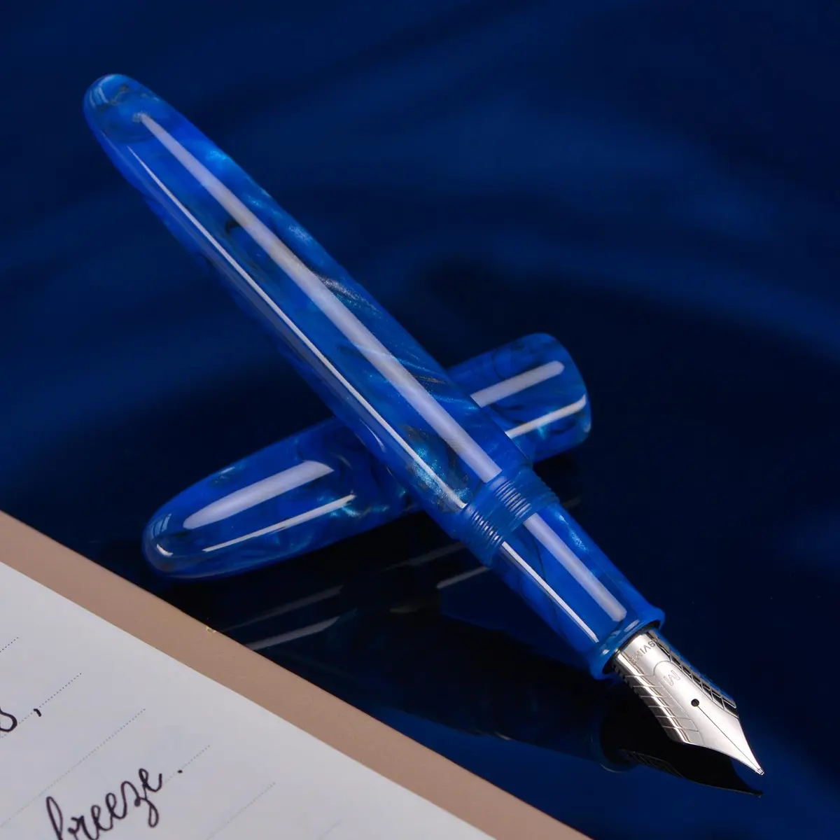 Asvine C80 Fountain Pen #8 Medium Nib Resin Collection Set with Converter (Cobalt Blue) | Handcrafted Writing Instrument - view 4