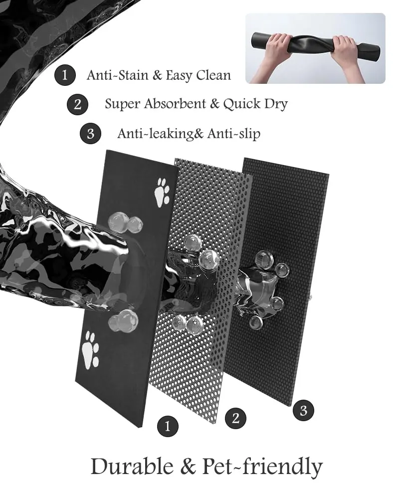 PADOOR Pet Feeding Mat-Absorbent Dog & Cat Mat 24"x24" | No Stains & Quick Dry - view 6